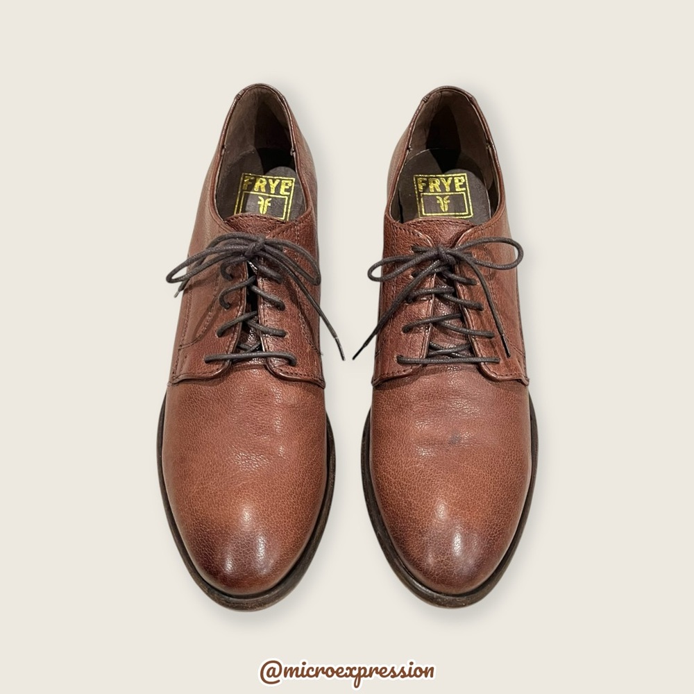 $369 Frye Carson Lace-Up Cognac Brown Leather LaceUp Oxford Academia Ankle Boot - Picture 9 of 16